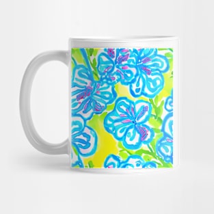 Yellow and turquoise flowers pattern Mug